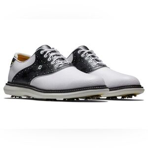 FootJoy Traditions Saddle Men's Leather Black & White Camo Golf Shoes-Sz.10.5